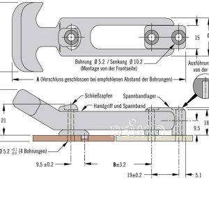 E019 – LOTE DE 2 Cierres sujeción bloqueo palanca – CIERRE CAPO 52543+52545