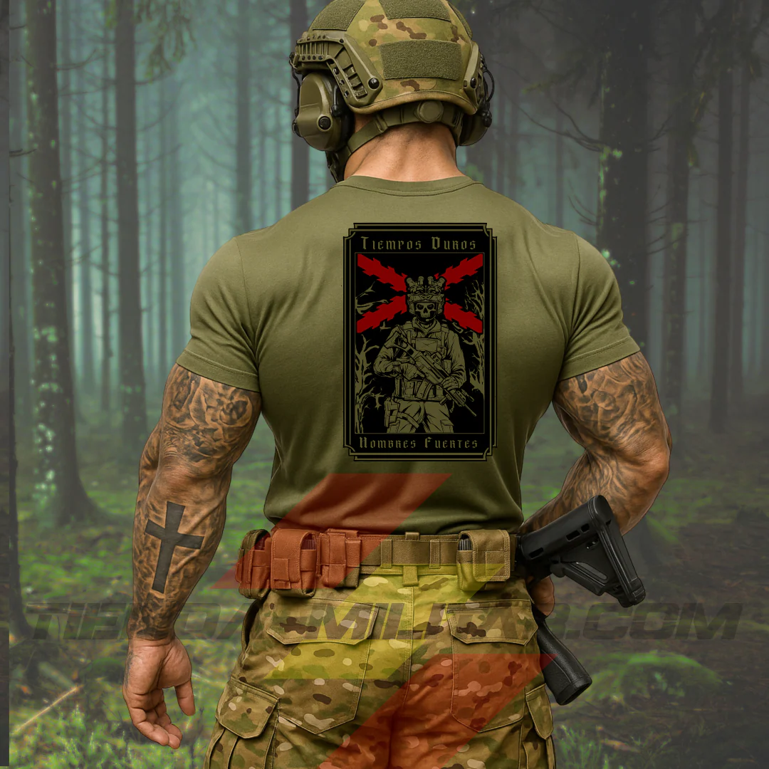 Camiseta algodón TIEMPOS DUROS HOMBRES FUERTES - Imagen 3