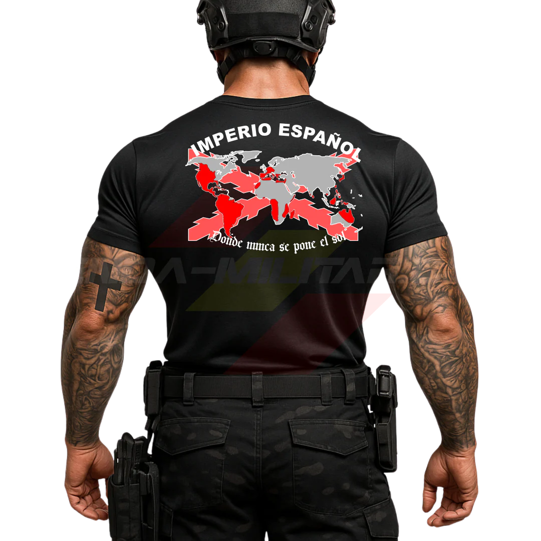 Camiseta Algodón Premium IMPERIO ESPAÑOL "DONDE NUNCA SE PONE EL SOL"