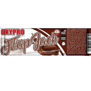 Barrita de avena OXIPRO – FLAP JACK – Chocolate blanco y con leche