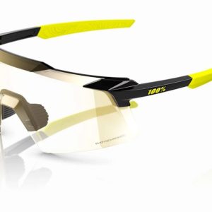 Gafas ciclismo 100% – Aerocraft® – Gloss Metallic Black – Gold Mirror Photochromic