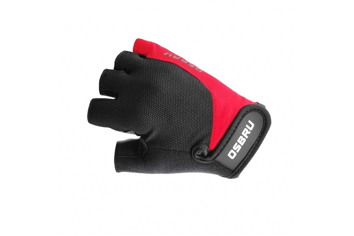 Guantes cortos ciclismo OSBRU EVOLUTION BRUN – Black/Red - Imagen 3