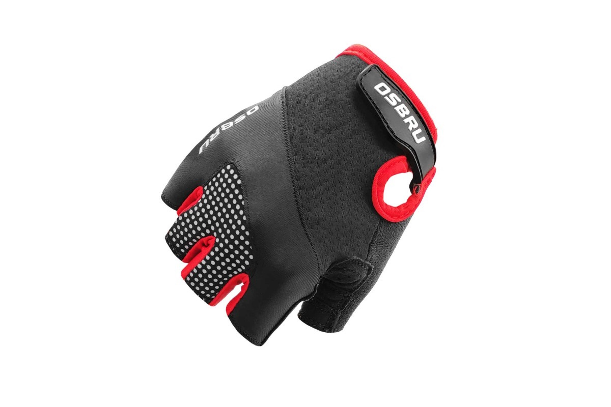 Guantes cortos ciclismo OSBRU EVOLUTION DOMI – Black/Red - Imagen 3