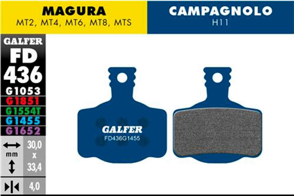 Pastillas de freno Galfer FD436Road – G1455 – Magura MT2 – MT4 – MT6 – MT8 – MTS – Campagnolo H11