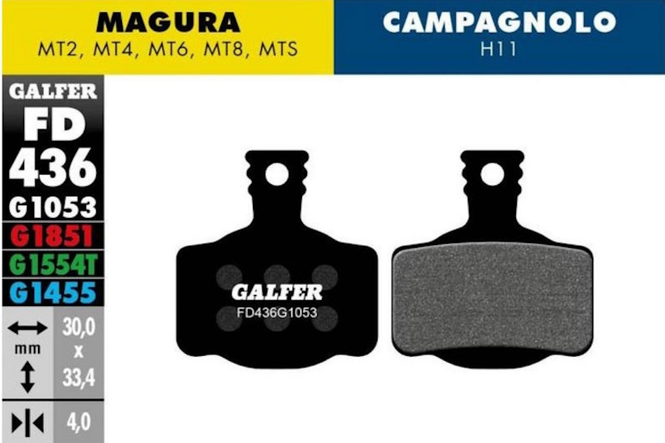 Pastillas de freno Galfer FD436Standar -G1053 – Magura MT2 – MT4 – MT6 – MT8 – MTS – Campagnolo H11