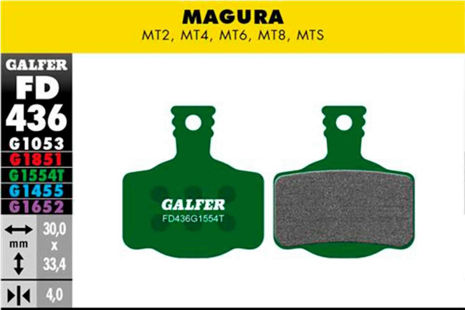 Pastillas de freno Galfer FD436Pro – G1554T – Magura MT2 – MT4 – MT6 – MT8 – MTS – Campagnolo H11