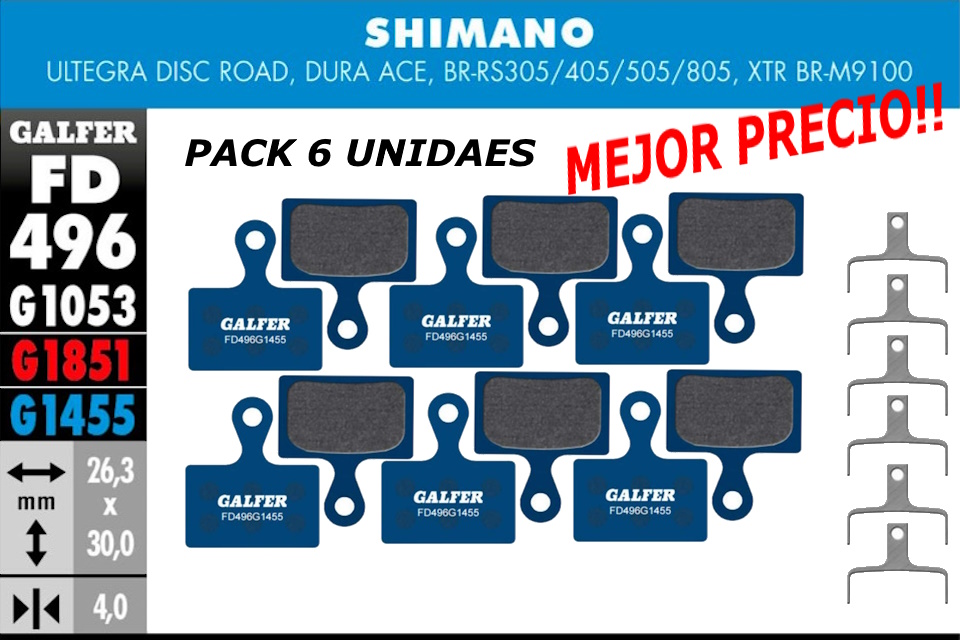 Pack Ahorro 6 Pares – Pastillas de freno Galfer FD496 – G1455 – Shimano - Imagen 2