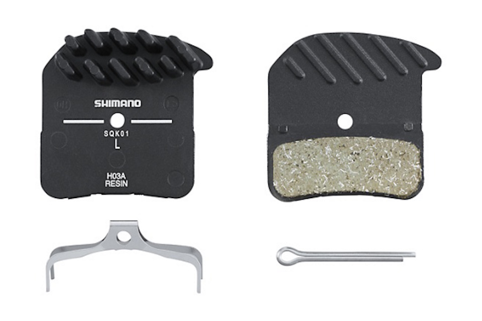 Pastillas de freno de resina Shimano H03A-RF con aleta y muelle con pasador de aletas - Imagen 3