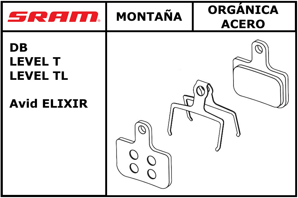 Pastillas de freno Sram/Avid Level/Elixir/DB Organica Acero - Imagen 2