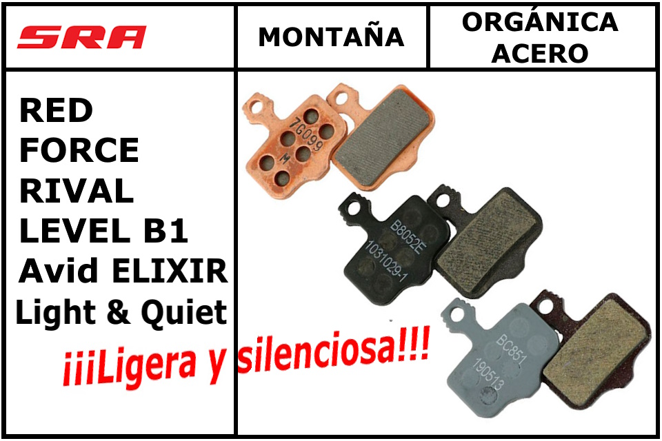 Pastillas de freno Sram Level B1/Elixir Rod Red/Force/Rival Orgánica Acero - Imagen 2