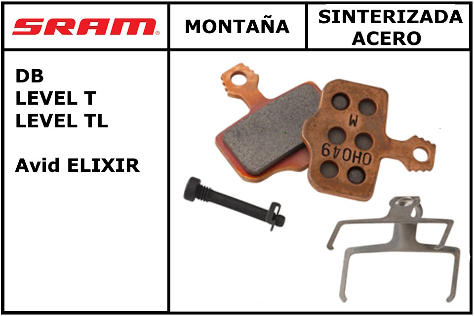 Pastillas de freno Sram/Avid Level/Elixir/DB Sinterizada Acero