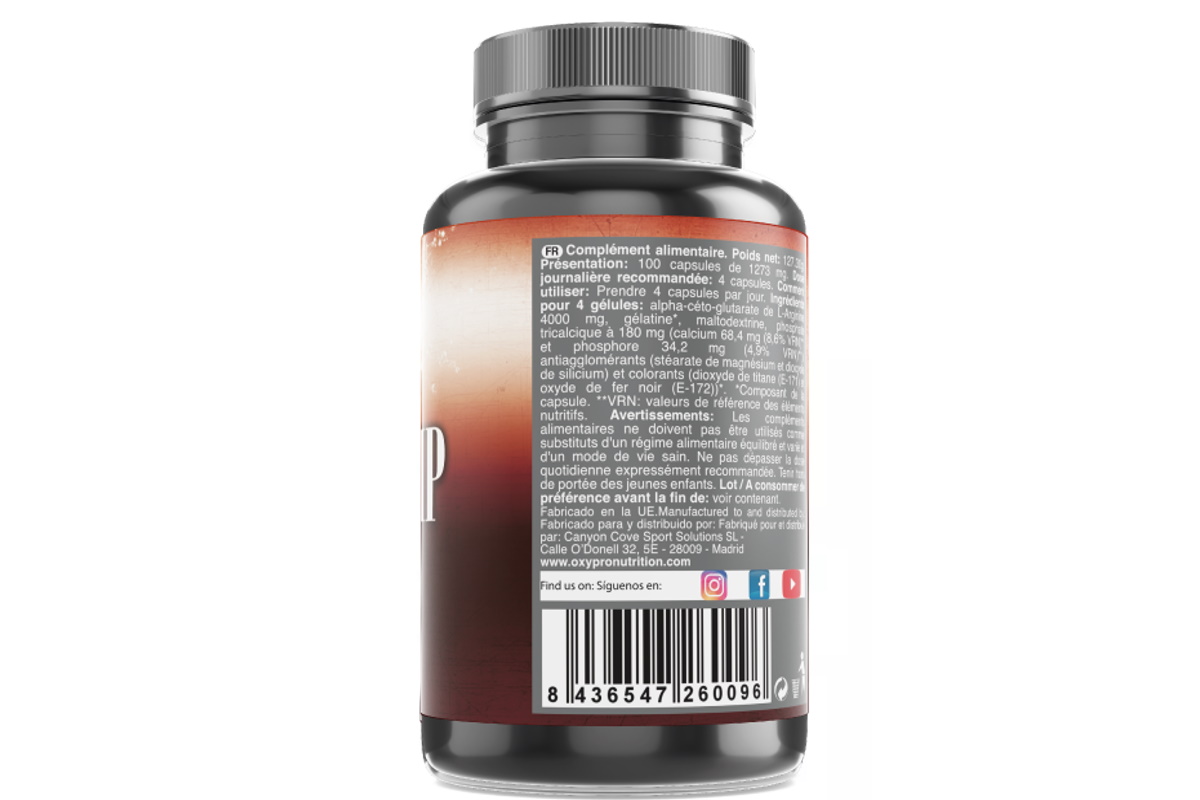 Pre-Entreno – PURE PUMP – OXIPRO Arginina AKG 100 cápsulas - Imagen 3