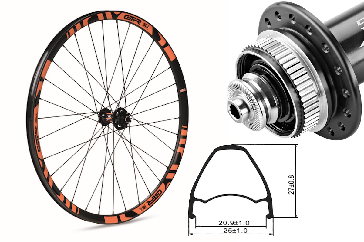 Rueda delantera aluminio MTB GTR SL20 27,5″ Naranja Disc Center Lock Boost - Imagen 2