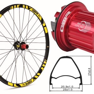 Rueda trasera aluminio MTB GTR SL20 29″ Amarillo Disc 6 Tornillos Boost Shimano MS