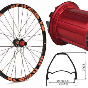 Rueda trasera aluminio MTB GTR SL20 27,5″ Naranja Disc Center Lock Boost Shimano