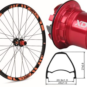 Rueda trasera aluminio MTB GTR SL20 27,5″ Naranja Disc Center Lock Boost Sram XD