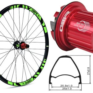 Rueda trasera aluminio MTB GTR SL20 29″ Verde Disc Center Lock Shimano MS