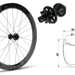 Rueda delantera carbono Carretera GTR RR42 Negro 6T