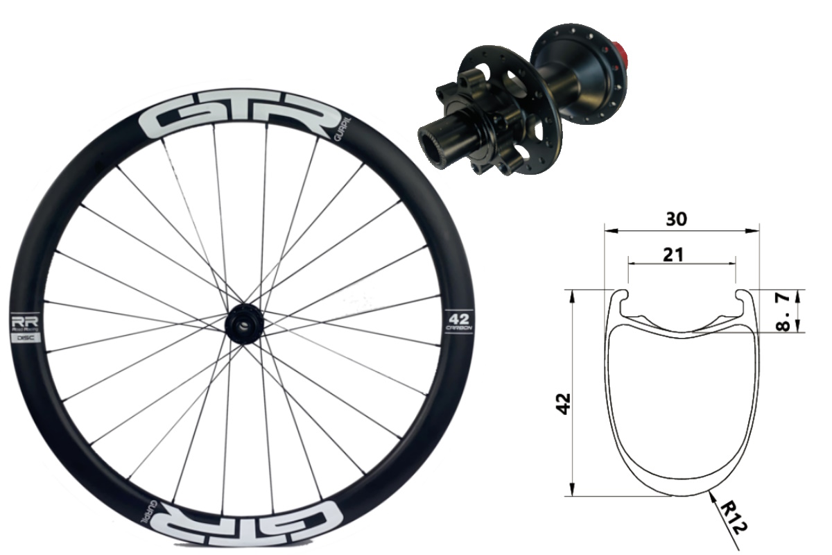 Rueda delantera carbono Carretera GTR RR42 Blanco 6T