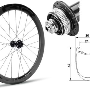 Rueda delantera carbono Carretera GTR RR42 Negro Center Lock