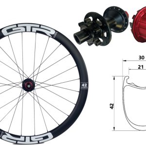 Rueda trasera carbono Carretera GTR RR42 Blanco 6T Shimano