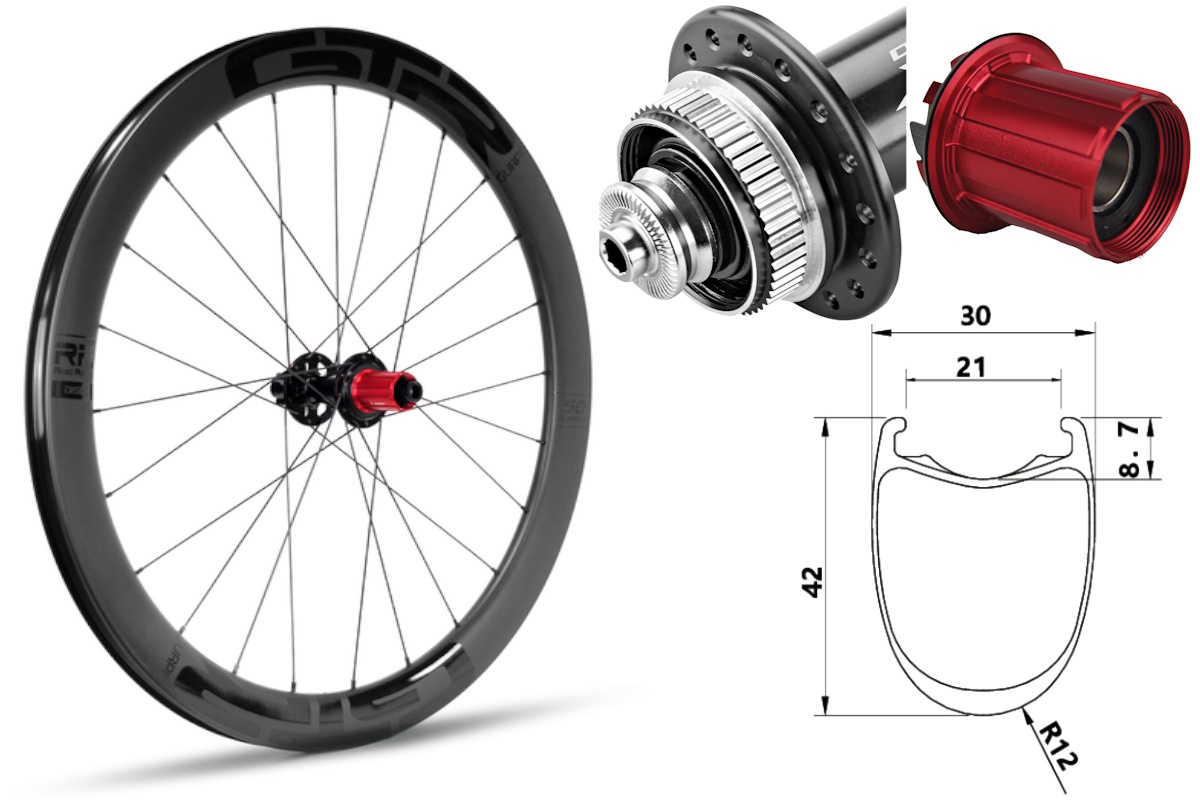 Rueda trasera carbono Carretera GTR RR42 Negro Center Lock Shimano - Imagen 2
