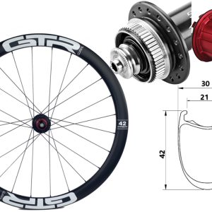 Rueda trasera carbono Carretera GTR RR42 Blanco Center Lock Shimano