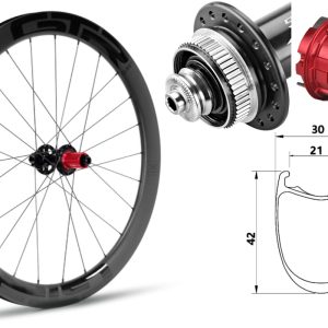 Rueda trasera carbono Carretera GTR RR42 Negro Center Lock Sram XDR