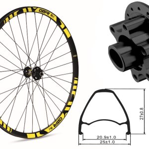 Rueda delantera aluminio  MTB GTR SL20 29″ Amarillo Disc 6 Tornillos Boost