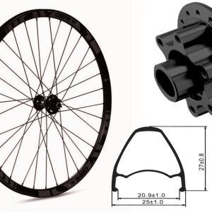 Rueda delantera aluminio  MTB GTR SL20 27,5″ Gris Disc 6 Tornillos Boost