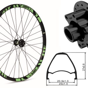 Rueda delantera aluminio MTB GTR SL20 27,5″ Verde Disc 6 Tornillos