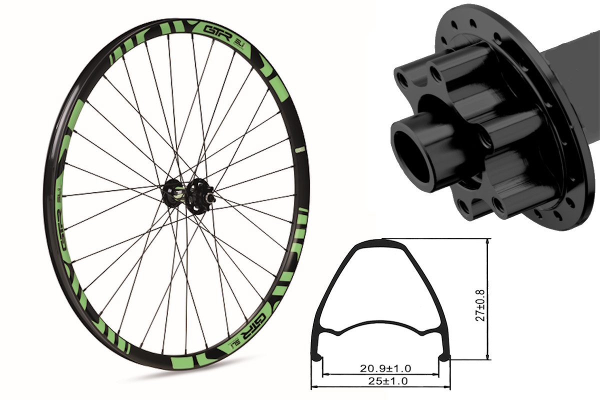 Rueda delantera aluminio MTB GTR SL20 27,5″ Verde Disc 6 Tornillos