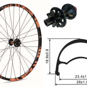 Rueda delantera aluminio  MTB GTR SL23 29″ Naranja Disc 6 Tornillos Boost