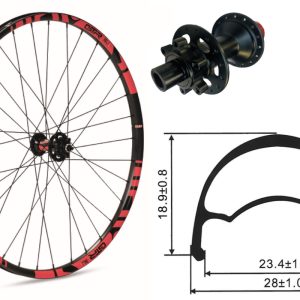 Rueda delantera aluminio  MTB GTR SL23 27,5″ Rojo Disc 6 Tornillos