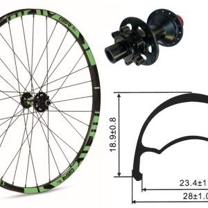 Rueda delantera aluminio  MTB GTR SL23 29″ Verde Disc 6 Tornillos Boost