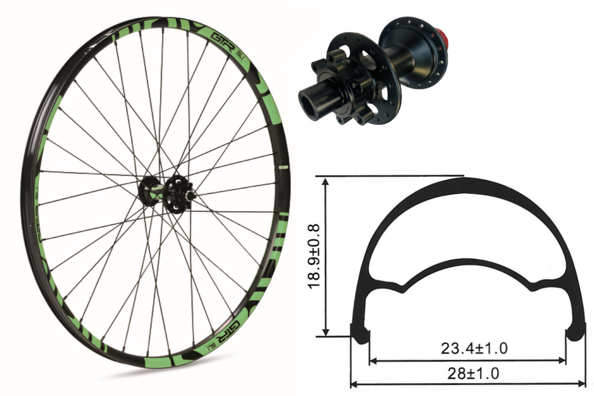 Rueda delantera aluminio MTB GTR SL23 29″ Verde Disc 6 Tornillos Boost - Imagen 2