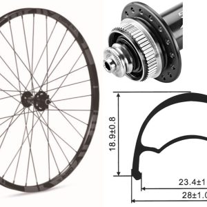 Rueda delantera aluminio  MTB GTR SL23 29″ Gris Disc Center Lock Boost