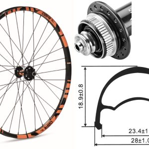 Rueda delantera aluminio  MTB GTR SL23 29″ Naranja Disc Center Lock Boost