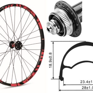 Rueda delantera aluminio  MTB GTR SL23 27,5″ Rojo Disc Center Lock