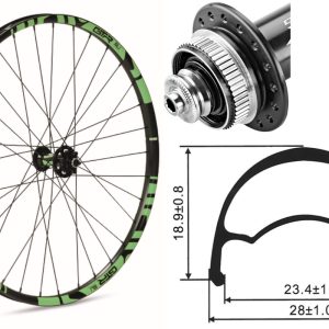 Rueda delantera aluminio MTB GTR SL23 29″ Verde Disc Center Lock