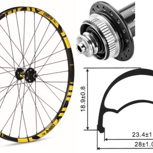 Rueda delantera aluminio MTB GTR SL23 29″ Amarillo Disc Center Lock