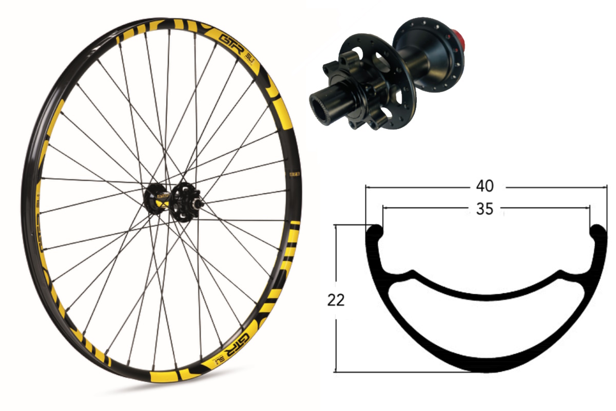 Rueda delantera aluminio E-MTB GTR SL35 29″ Amarillo Disc 6 Tornillos Boost