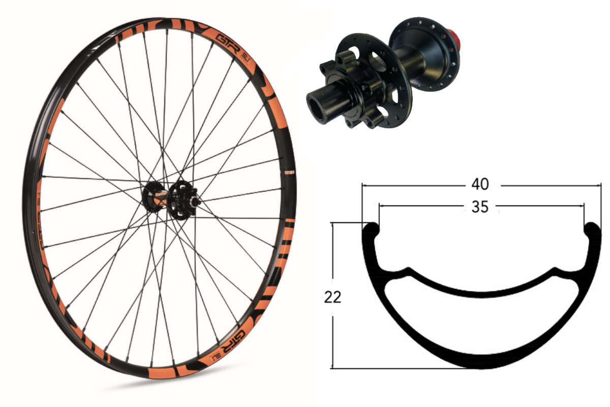 Rueda delantera aluminio E-MTB GTR SL35 27,5″ Naranja Disc 6 Tornillos Boost - Imagen 2
