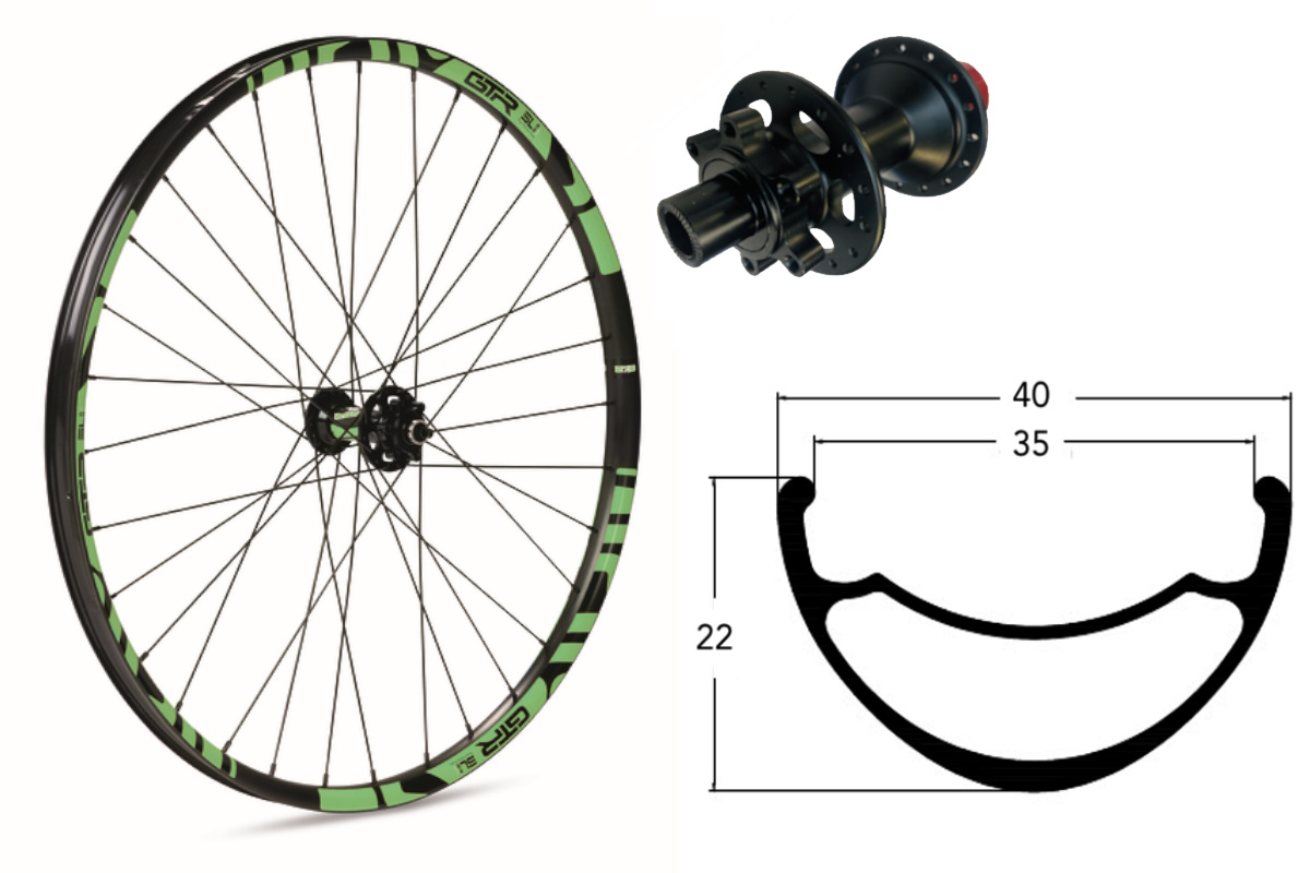 Rueda delantera aluminio E-MTB GTR SL35 29″ Verde Disc 6 Tornillos Boost - Imagen 2