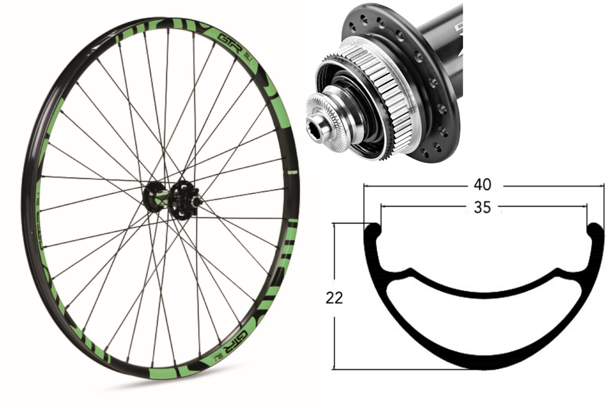 Rueda delantera aluminio E-MTB GTR SL35 27,5″ Verde Disc Center Lock Boost - Imagen 2