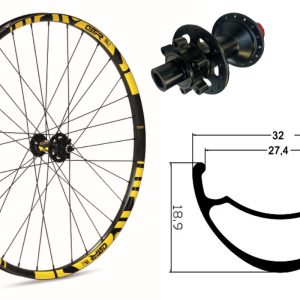 Rueda delantera aluminio MTB GTR SL27 29″ Amarillo Disc 6 Tornillos
