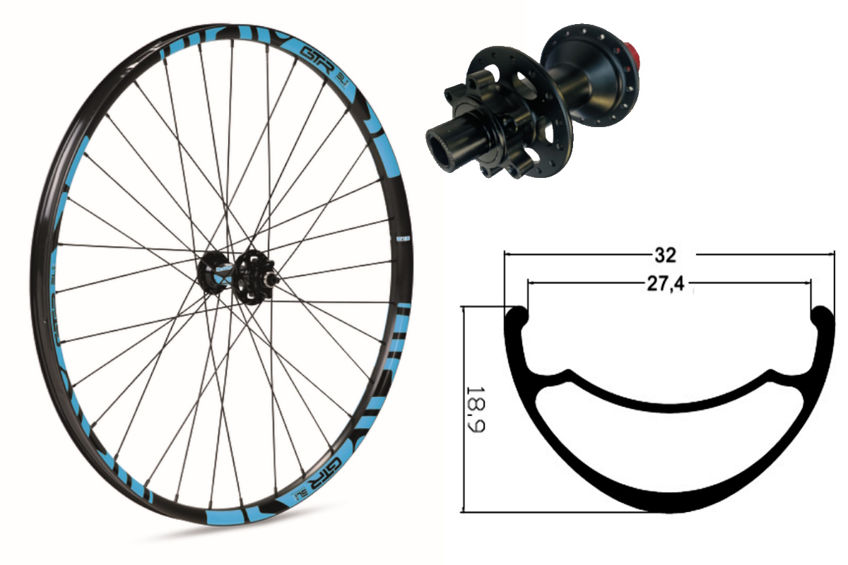 Rueda delantera aluminio MTB GTR SL27 29″ Azul Disc 6 Tornillos