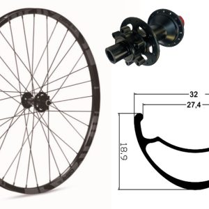 Rueda delantera aluminio  MTB GTR SL27 27,5″ Gris Disc 6 Tornillos Boost
