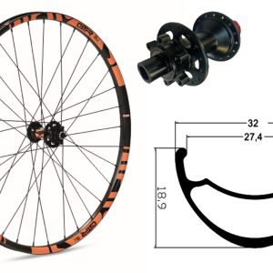 Rueda delantera aluminio  MTB GTR SL27 27,5″ Naranja Disc 6 Tornillos