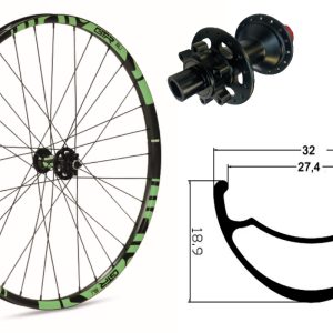 Rueda delantera aluminio MTB GTR SL27 29″ Verde Disc 6 Tornillos